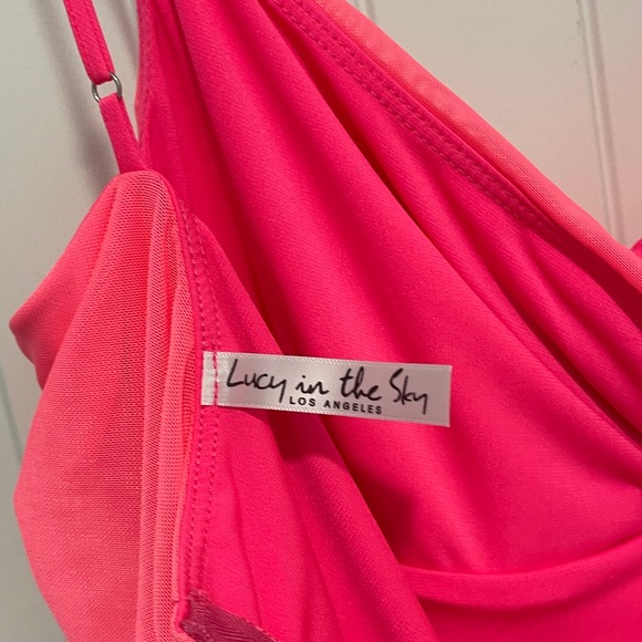 Cicely Mesh Bodycon Dress in Neon Pink - NEW - Picture 4 of 5